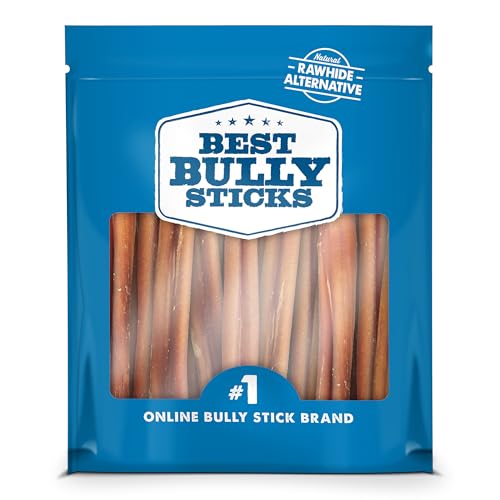6 Inch Odor-Free Bully Sticks - 20 Count (Pack of 1) - Bulk Bag, Odorless 100% Natural Grass-Fed Beef, Easily Digestible, No Grain or Rawhide, Ideal for Big Breeds