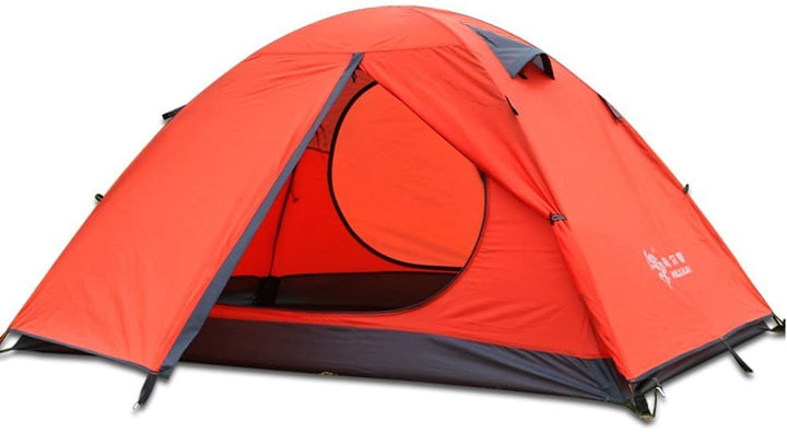 2 Person Backpacking Tent 3-4 Season Windproof Camping Tent Awning Family Tent Two Doors Double Layer with Aluminum rods for Outdoor Camping Family Beach Hunting (Orange-2 Person)