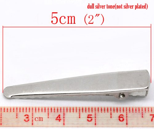 Brand 50PC Silver Tone Alligator Hair Clips 2 Inch