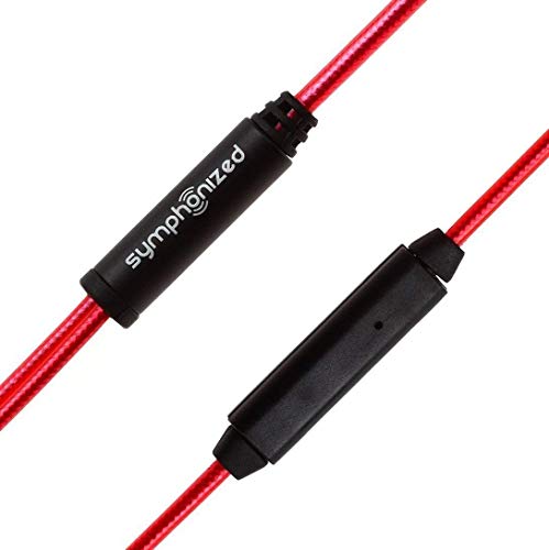 NRG 2.0 Wood Earbuds Wired, in Ear Headphones with Microphone for Computer &amp; Laptop, Noise Isolating Earphones for Cell Phone, Ear Buds with Booming Bass (Lava Red)