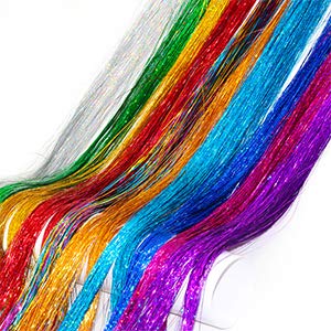 40' Hair Tinsel 210 Strands 10 Color ï¼Ë†Sparking Gold, Green, Hot Pink, Rainbow, Champagne Gold, Crimson, Sky Blue, Sapphire Blue, Silver, Violet)