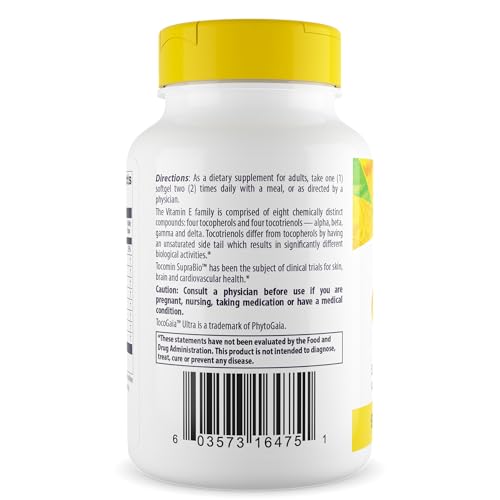 Tocomin SupraBio (Tocotrienols), 50 mg - Supports Heart Health &amp; Cardiovascular System - Tocotrienol &amp; Vitamin E Supplement - Gluten-Free Skin Support - 60 Softgels