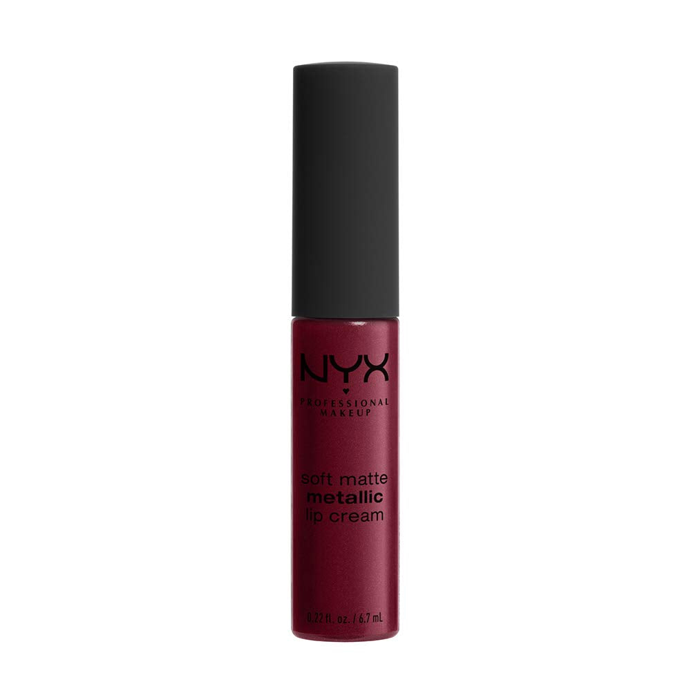 PROFESSIONAL MAKEUP Soft Matte Metallic Lip Cream, Liquid Lipstick - Madrid (Cranberry Red)