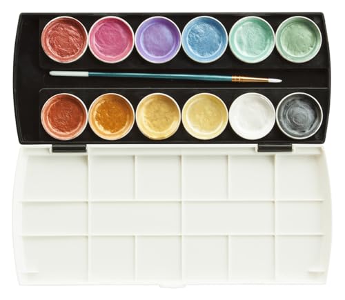 Set of 12 Semi Moist Collegiate Metallic Watercolor