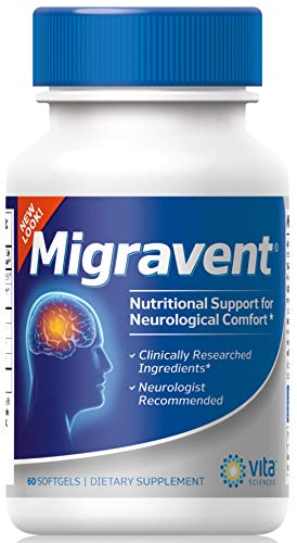 Migravent Migraine Relief Supplement w/Vitamin B2, Riboflavin, Magnesium, Coenzyme CoQ10, PA-Free Butterbur, Bioperine, Premium Herbal Extracts 60 Count