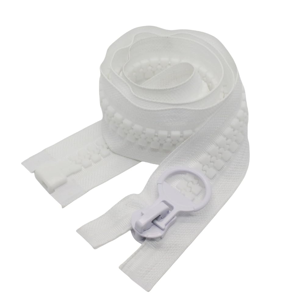 100cm #20 Super Large Separating Giant Plastic Zippers for Sewing Tents Coats Overcoats Boat Cover Canvas Heavy Duty Huge Resin Vislon Zippers (39 White)