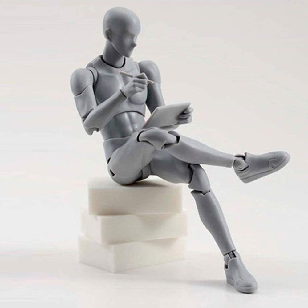 Action Figure Drawing Models, Human Mannequin Body Kun Doll Body-Chan Male/Female Action Figure DX Set, Suitable for Sketching, Painting, Drawing Mannequin Figure Models for Artist Grey Male