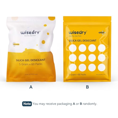 5 Gram [60 Packs] Food Grade Silica Gel Packets with Co