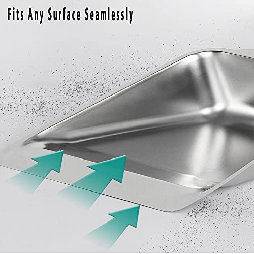 YONILL Dust Pans with Long Handle - Metal Upright Dustp