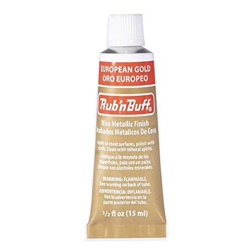 Rub n Buff Wax Metallic Finish - Rub n Buff European Gold 15ml Tube - Versatile Gilding Wax for Finishing Furniture Antiquing and Restoration - Rub and Buff Colors Single Tube