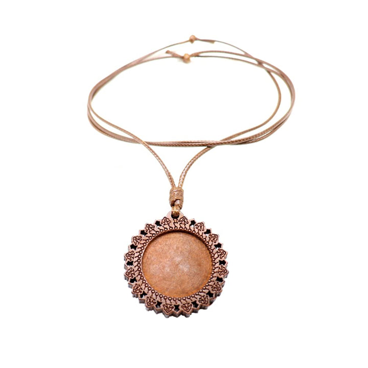 10pcs 25mm 30mm cabochon Blank Settings Wood Pendant Necklace Base Bezel with Leather Cord for Sweater Chain and Jewelry DIY Making (30mm Pattern 2)