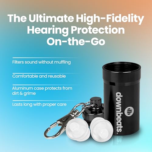 High Fidelity Ear Plugs for Hearing Protection - Discreet, Clear Ear Plugs for Concerts, Festivals &amp; Noisy Events - Up to 18dB Background Noise Reduction Rave Earplugs - Comes with Aluminum Case
