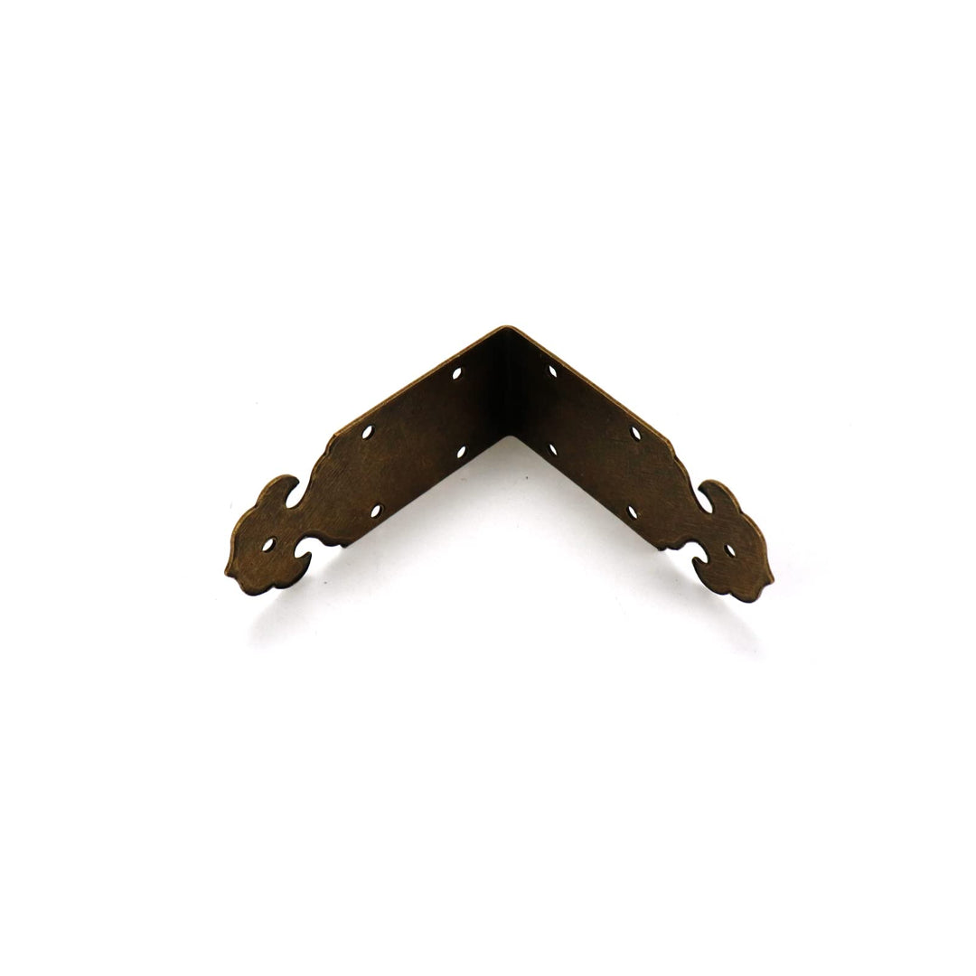 Pastlla 8Pcs Metal Corner Brackets Right Angle Brass Box Corner Protector Decorative Hardware Corner Guards 2x0.8 with Enough Mounting Screws (Antique Bronze)