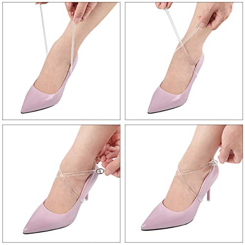 1 Pair of Womens Transparent Shoe Straps with Silver Bu