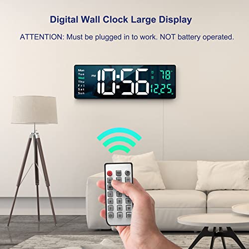 Digital Wall Clock Large Display, 16 with Remote Contro