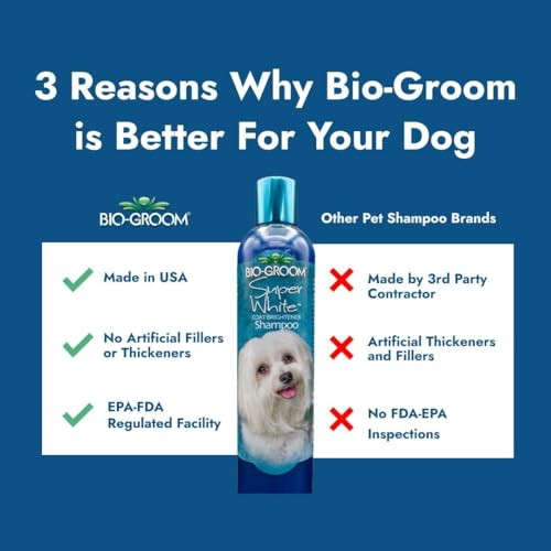 Bio-Groom Super Whitening Dog Shampoo – Whitening Pet Shampoo, Dog Bathing Supplies, Puppy Wash, Dog Grooming Supplies, Cruelty-Free – 12 fl oz 1-Pack