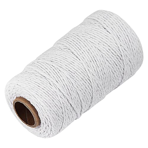 White Cotton Butchers Twine String - 328 Feet 2MM for Crafts, Bakers Twine, Kitchen Cooking Butcher Meat and Roasting, Gift Wrapping