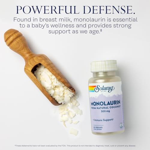 Monolaurin 500mg from Natural Coconut - Monolaurin Supplement for Powerful Nutritive Support - 60-Day Money Back Guarantee, Lab Verified - 60 Servings, 60 VegCaps