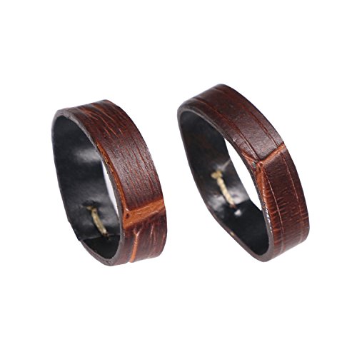 20mm Brown Watch Band Ring Holder Alligator Embossed Italian Calfskin Leather Two Pieces One Pack