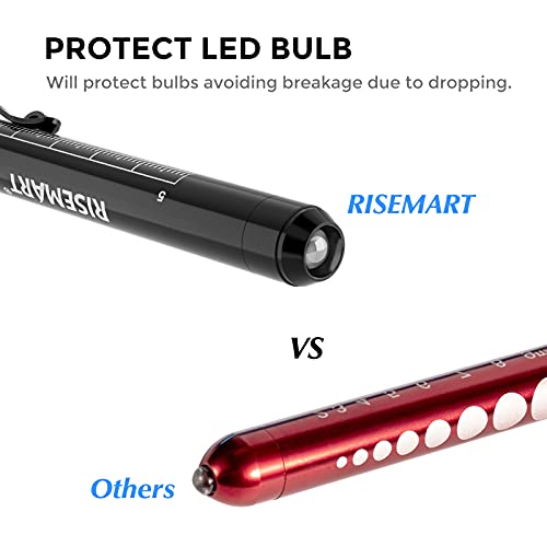 Pen Lights for Nurses, 2 Pack Reusable Medical Light with Pupil Gauge and Ruler, White Light LED Penlight for Student Doctors EMT (Black/White)