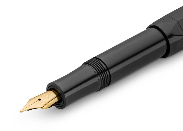 CLASSIC SPORT Fountain Pen Black with 23 Carat Gold-Plated Steel Nib and Iridium Tip for Ink Cartridges I Sport Fountain Pen 13 cm I Nib: M (Medium)