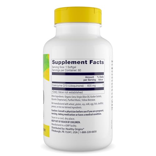 ® CoQ10 600 mg – Natural Trans-Isomer Ubiquinone – Yeast Fermented, Supports Heart Health & Cellular Energy – Non-GMO 60 Softgels