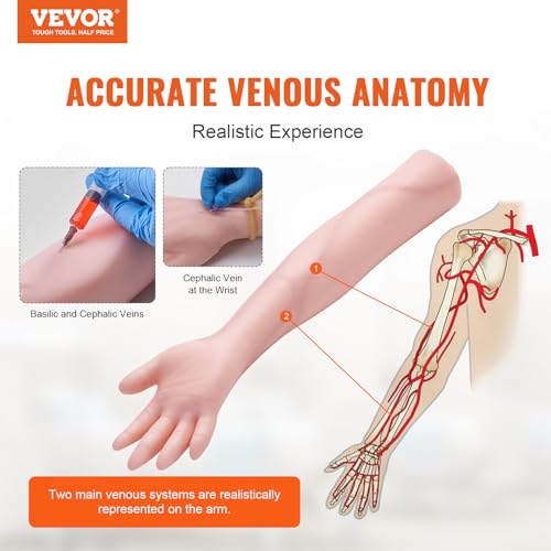 Intravenous Practice Arm Kit Made of PVC Latex Material Phlebotomy Arm with Infusion Stand Practice Arm for Phlebotomy with a Storage Handbag IV Practice Arm Kit for Venipuncture Practice