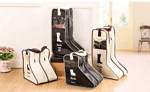 Portable 2 Pair Boot Storage Bags Dust Proof Shoe Bags,Zippered Tall Boots Organizer Protector Bag for Home and Travel (black)