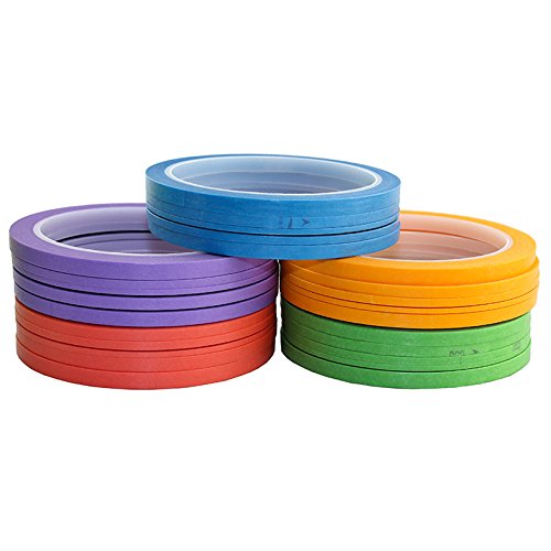 6Rolls Washi Masking Tape for DIY Nail Arts Drawing Pattern Making 2mm 2.5mm 3mm 4mm 5mm 6mm x 25m (Green)