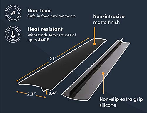 Linda’s Essentials Silicone Stove Gap Covers (2 Pack), Heat Resistant Oven Gap Filler Seals Gaps Between Stovetop and Counter, Easy to Clean Stove Gap Guard (21 Inches, Black)