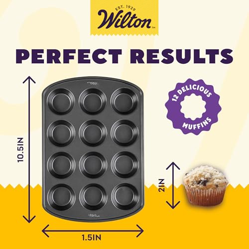 Perfect Results Premium Non-Stick Cupcake Pan, 12-Cup Muffin Tin, Steel Baking Supplies