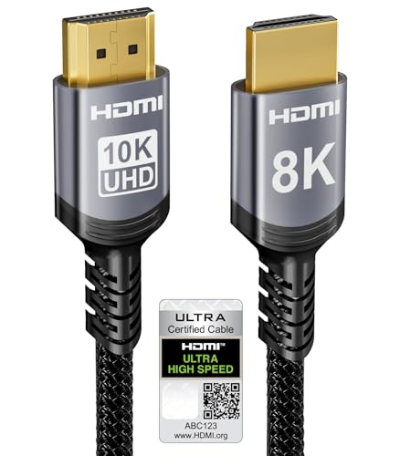 Sniokco 10K 8K HDMI 2.1 Cable 6.6FT, Certified 48Gbps U