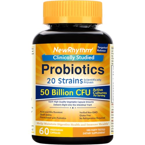 NewRhythm Probiotics 50 Billion CFU 20 Strains, 60 Vegg