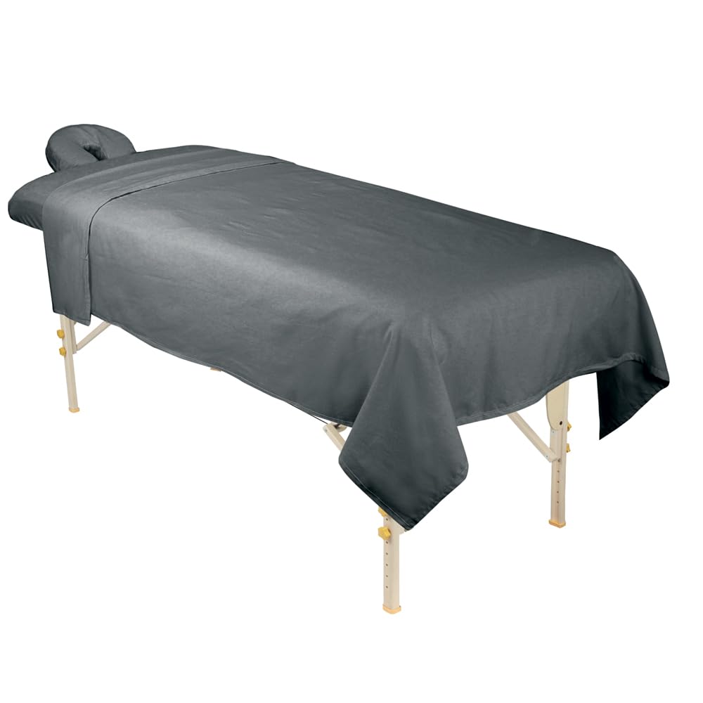 ForPro Professional Collection Premium Flannel 3-Piece Massage Sheet Set, Cool Grey, for Massage Tables, Includes Massage Flat Sheet, Massage Fitted Sheet, and Massage Fitted Face Rest Cover