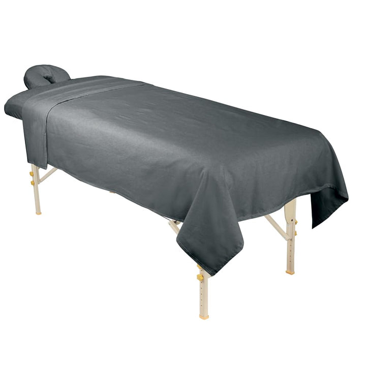 ForPro Professional Collection Premium Flannel 3-Piece Massage Sheet Set, Cool Grey, for Massage Tables, Includes Massage Flat Sheet, Massage Fitted Sheet, and Massage Fitted Face Rest Cover
