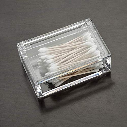 Set of 2 Clear Acrylic Q-Tip Holder Bathroom Cotton Swab Dispenser.