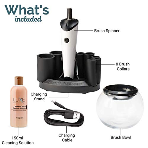 Electric Makeup Brush Cleaner Machine with Cleaning Solution - USB Charging Station, Automatic Brush Washer and Dryer - 3 Adjustable Speeds for Easy Cleaning - Complete Set for Hygienic Brushes