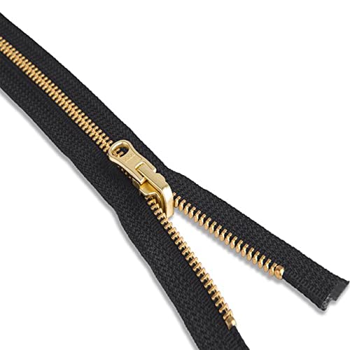 28 inch Metal Zipper Black 28” Reversible Zipper Gold B
