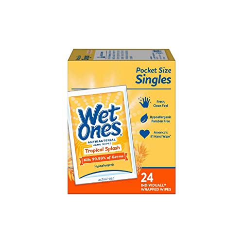 Wet Ones Wipes, Hands & Face, Antibacterial, Citrus Scent, Singles, 24 ct.