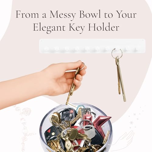 Necklace Organizer - 2 Pack - Easy-Install 10.5x1.5 Hanging Holder Wall Mount with 10 Necklace Hooks - Beautiful Necklace Hanger also for Bracelets, Earrings, and Keys (White)