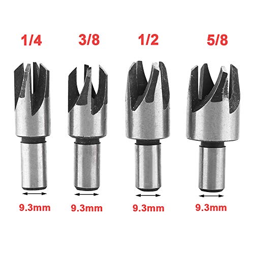 8Pcs Wood Plug Cutter Carbon Steel Straight and Taper Claw Drill Bit Set Woodworking Hole Saw Cutting Tool 5/8 1/2 3/8 1/4