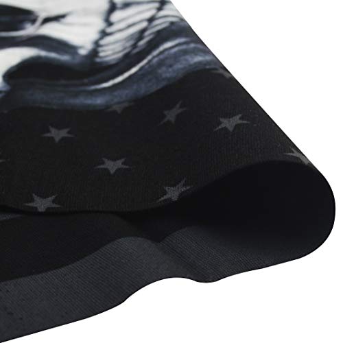 Skull Face Mask Sun UV Dust Wind Protection Tube Mask Seamless Bandana Skeleton Face Mask for Men Women Bike Riding Motorcycle Cycling Biker Outdoor Festival (Black Gray Skull White Face Flag)