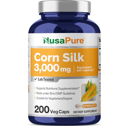 Corn Silk Extract 3,000 mg per Caps - 200 Veggie Caps (100% Vegetarian, Non-GMO, Extract 20:1, Gluten-Free)