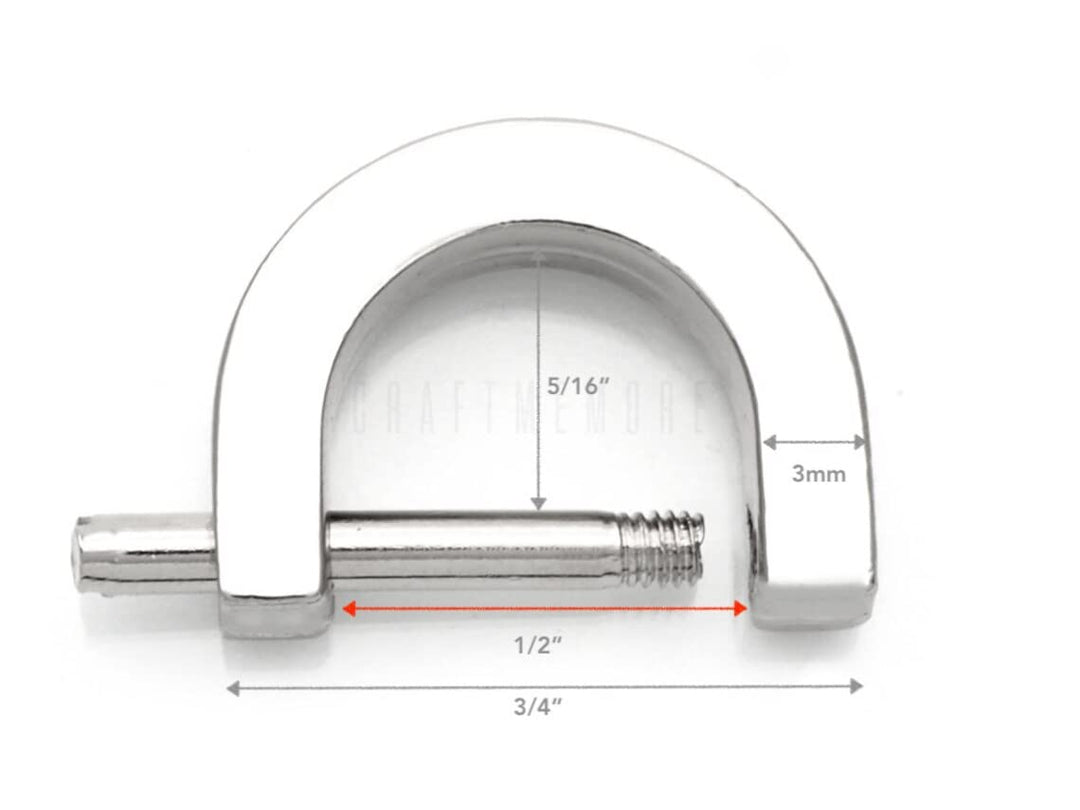 1/2 Inch (Inside Width) D-Rings with Closing Screw Shackle DIY Purse Handle Connector Dee Ring Leather Craft 4 pcs WP62 (Gold)