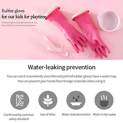 OkidsMall Kids Rubber Gloves Cleaning Dishwashing Garde