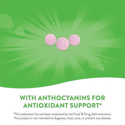 Tart Cherry Ultra Chewables, Supports Antioxidant Pathways* with Anthocyanins, 1,200 mg Potency per 3-tablet Serving, Cherry Flavored, Gluten Free, Vegan, 90 Count (Packaging May Vary)