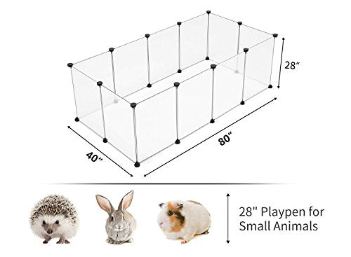 Pet Playpen, Portable Large Plastic Yard Fence Small Animals, Puppy Kennel Crate Fence Tent, 28 X 20 Inch, White, 12 Panels