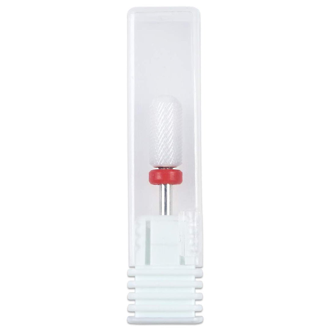 Beauticom Professional USA Ceramic White ROUND Top Small Barrel Bit Nail Drill (Grit: FINE) 3/32 Shank Size