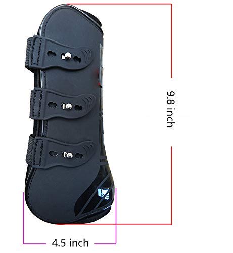 Zelro Open Front Jumping Tendon and Hind Fetlock Horses Boots, Secure Leg Protection, Lightweight and Tough Dressage Horse Riding Equestrian Equipment