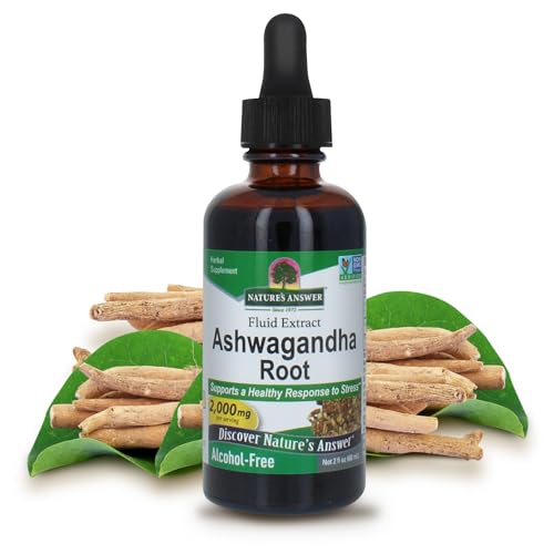 Nature&#39;s Answer Ashwagandha Root | Herbal Supplement Maintain Healthy Immune Function | Supports Body Against Stress | Gluten-Free, Alcohol-Free &amp; Vegan 2oz